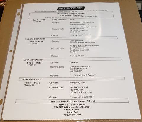 Allman Brothers Band - Superstar Concert Series - Radio Show #05-31 - July 30-31, 2005 - CD