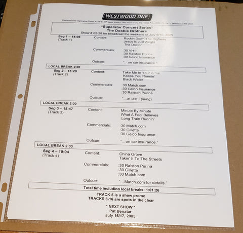 The Doobie Brothers - Superstar Concert Series - Radio Show #05-28 - July 9/10, 2005 - CD