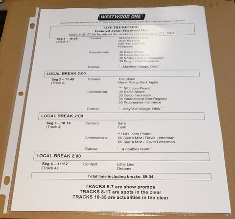 Fleetwood Mac - Off The Record - Radio Show #05-37 - September 10/11, 2005 - CD