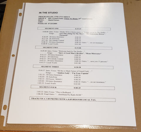 Grand Funk - In The Studio - Closer To Home 35th Anniv. - Radio Show #892 - 07/25/2005 - CD