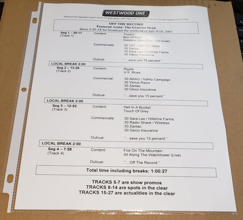 Grateful Dead - Off The Record - Radio Show #05-28 - July 9/10, 2005 - CD