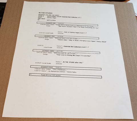 Sammy Hagar - In The Studio - Essential Red Collection Part 1+2 - Radio Show #846+847 - Sept 6+13, 2004 - 2CD
