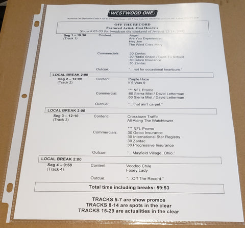 Jimi Hendrix - Off The Record - Radio Show #05-33 - August 13/14, 2005 - CD