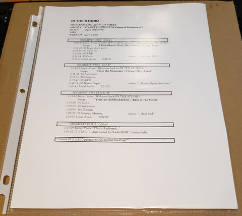 Ozzy Osbourne - In The Studio - Prince Of Darkness Pt. 1 - Radio Show #876 - 04/4/2005 - CD
