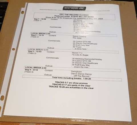 Steve Miller Band - Off The Record Classic - Radio Show #04-19 - May 8/9, 2004 - CD