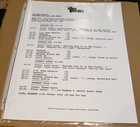 Traveling Wilburys - In The Studio - Volume 1 - Radio Show #92 - March 26, 1990 - CD