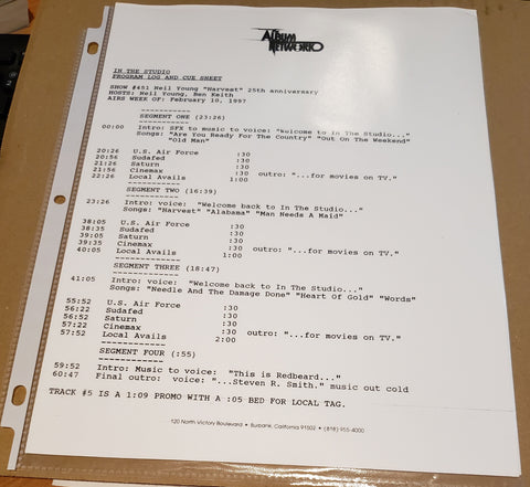 Neil Young - In The Studio - Harvest 25th Anniversary - Radio Show #451 - February 10, 1997 - CD