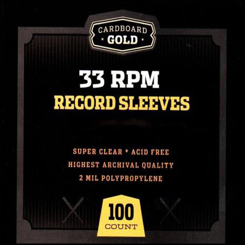 100 - Cardboard Gold - 33 RPM Record Album Poly Sleeves (12-3/4 x 13 X 2 MIL) - JAMMIN Recordings